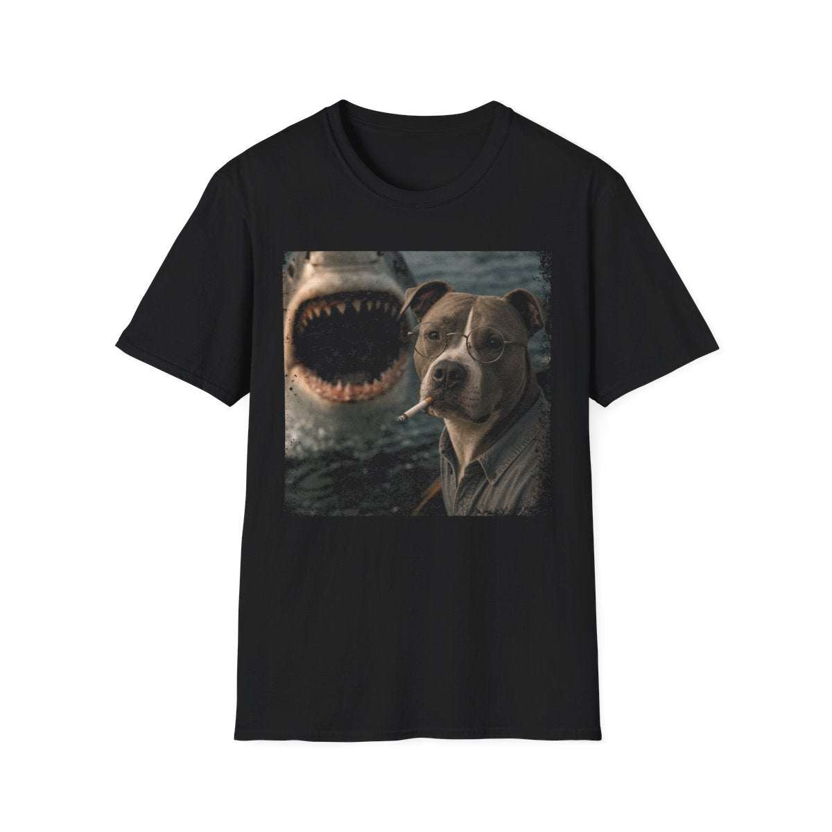 American Pit Bull Terrier and Shark Tee - Black