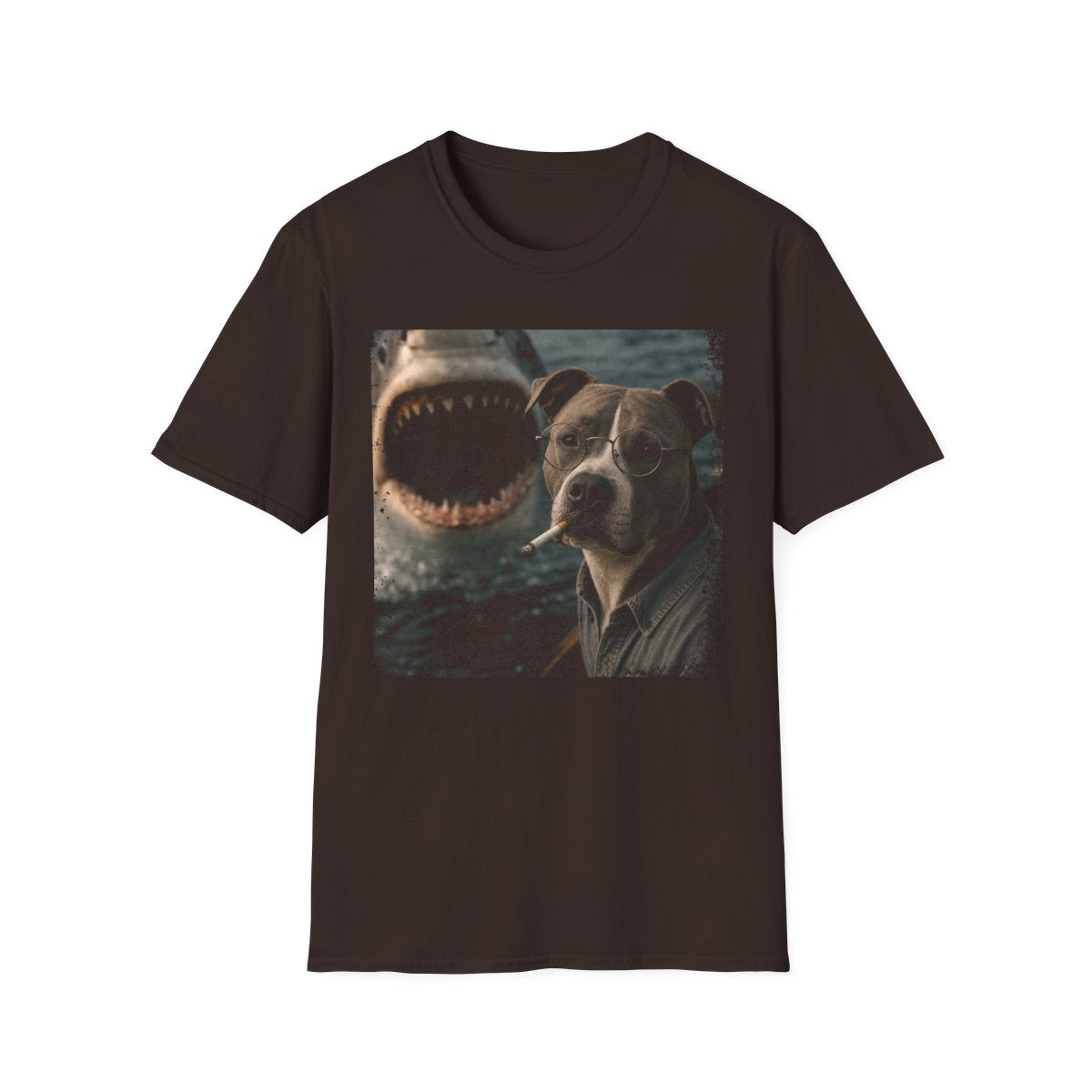 American Pit Bull Terrier and Shark Tee - Dark Chocolate