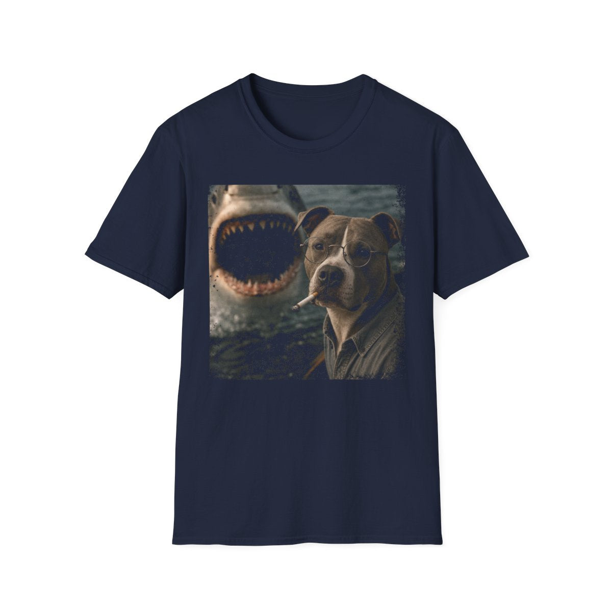 American Pit Bull Terrier and Shark Tee - Navy