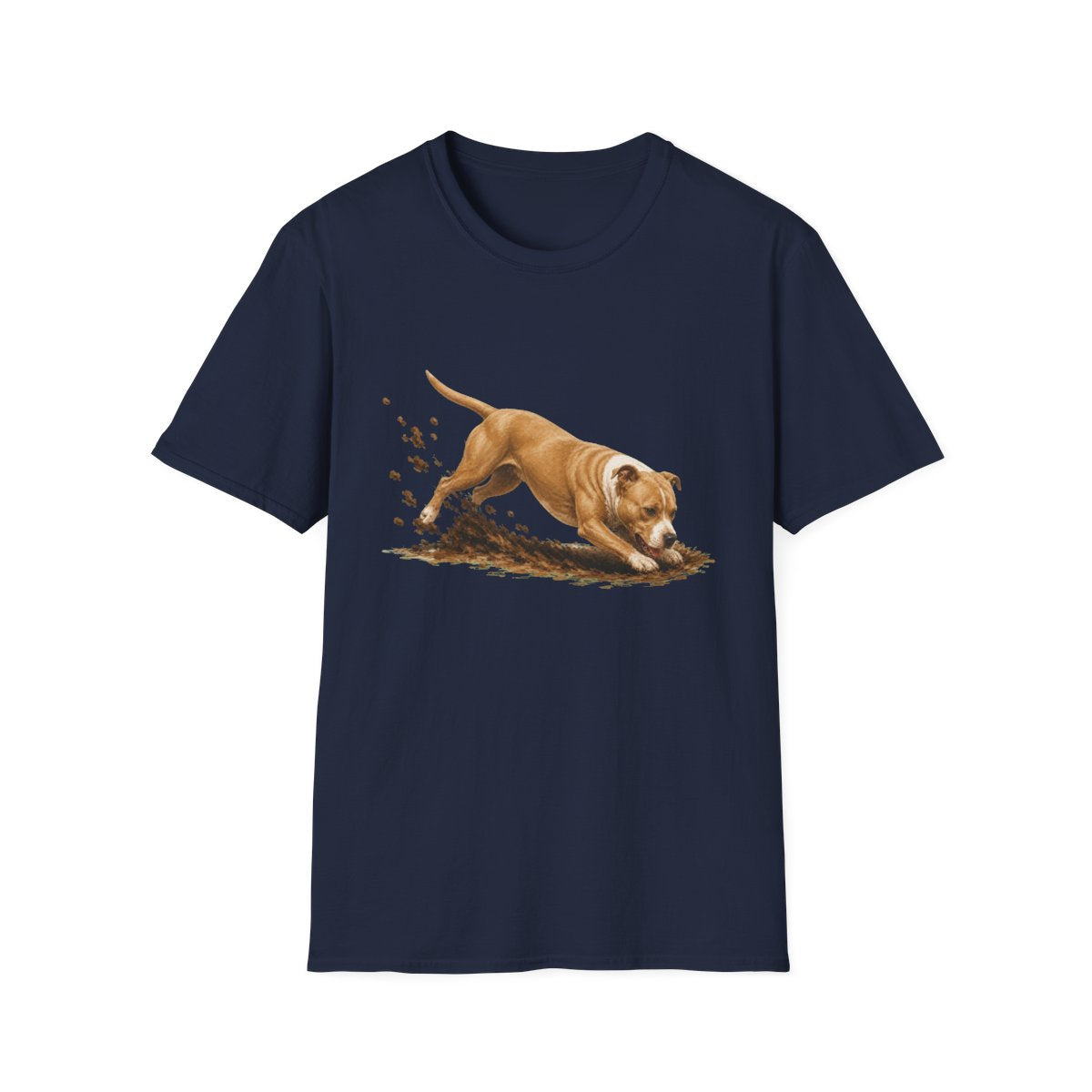 American Pit Bull Terrier Excavating Mode On Tee - Navy
