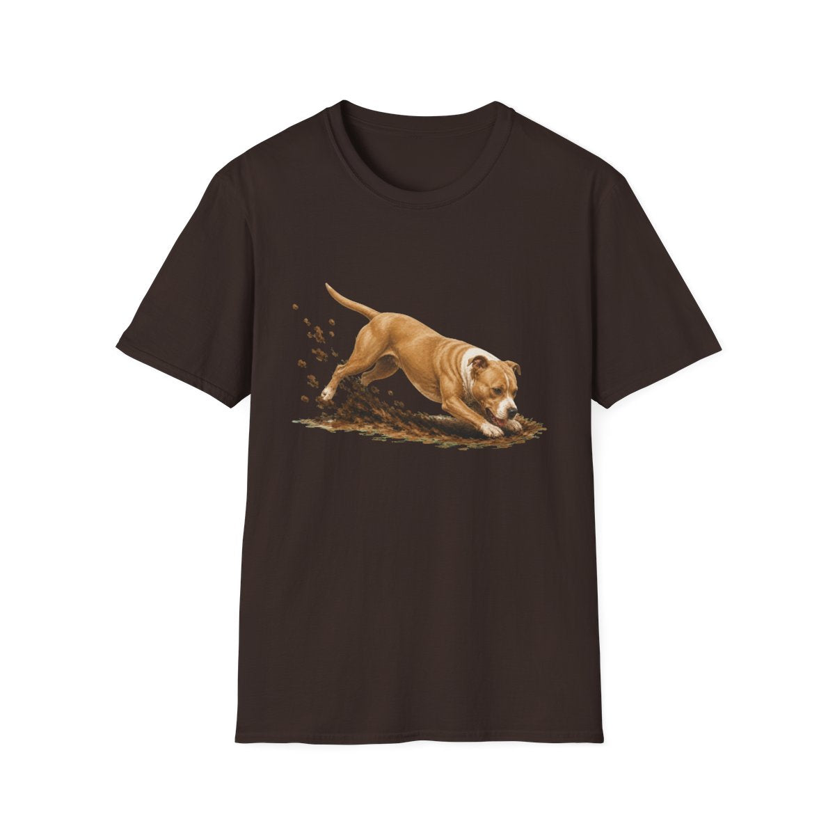 American Pit Bull Terrier Excavating Mode On Tee - Dark Chocolate