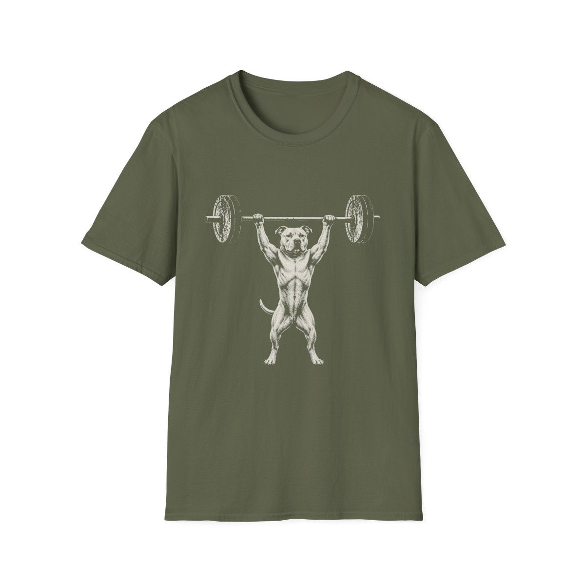 American Pit Bull Terrier Powerlifting Tee - Military Green