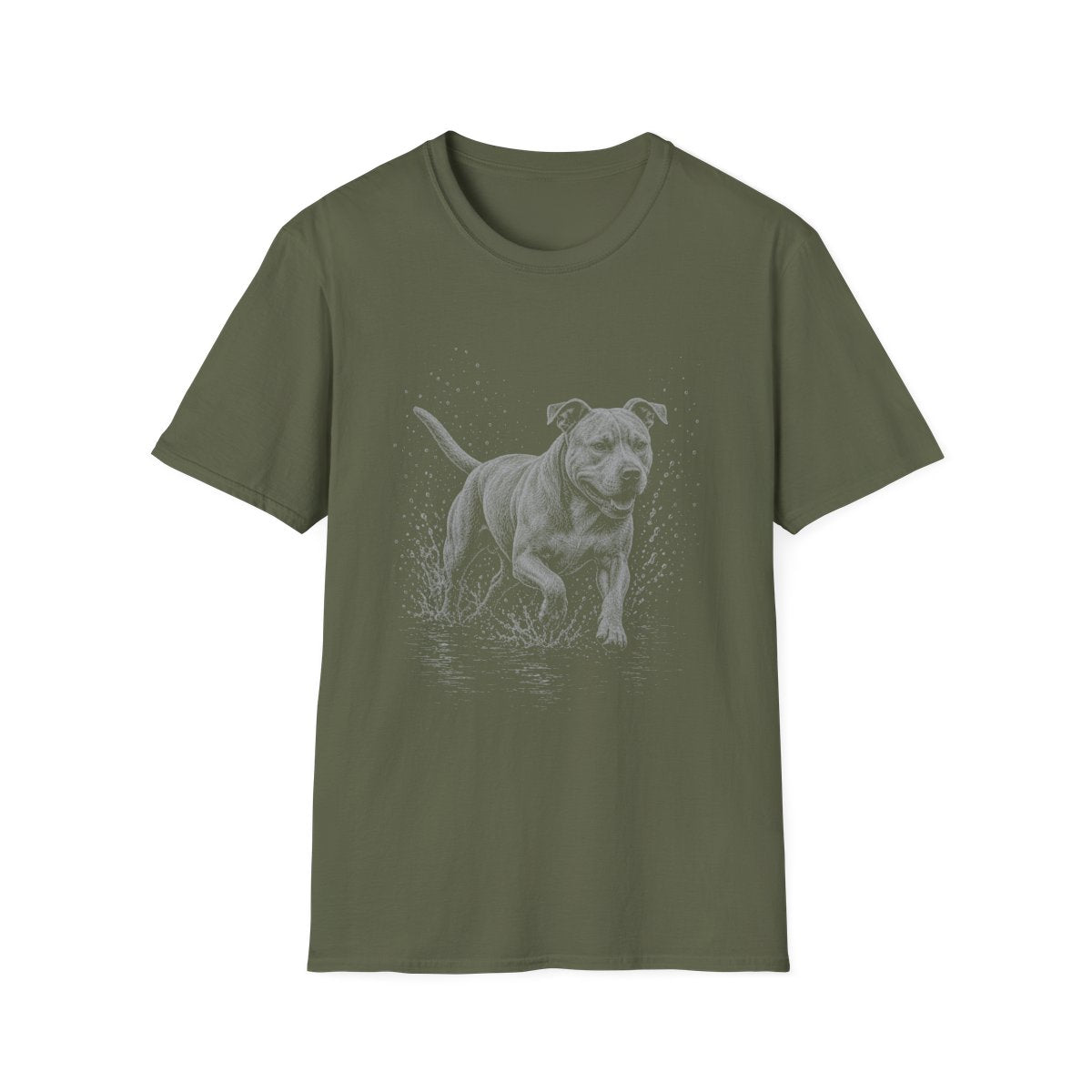 American Pit Bull Terrier Water Run Tee - Military Green