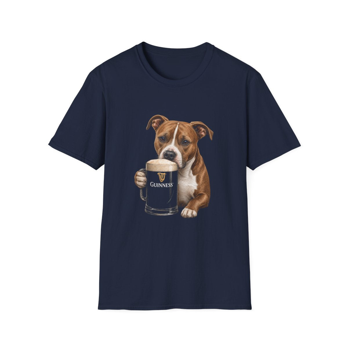 American Pit Bull Terrier With A Pint Tee - Navy