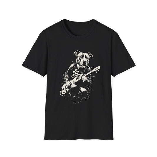 American Staffordshire Terrier Rocking Guitar Tee - Black