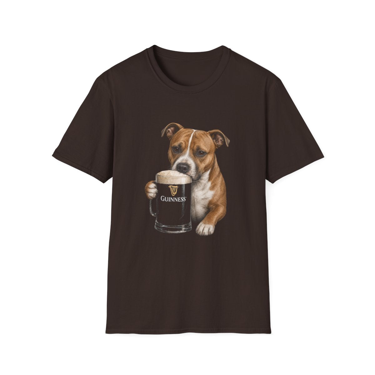 American Staffordshire Terrier With A Pint Tee - Dark Chocolate