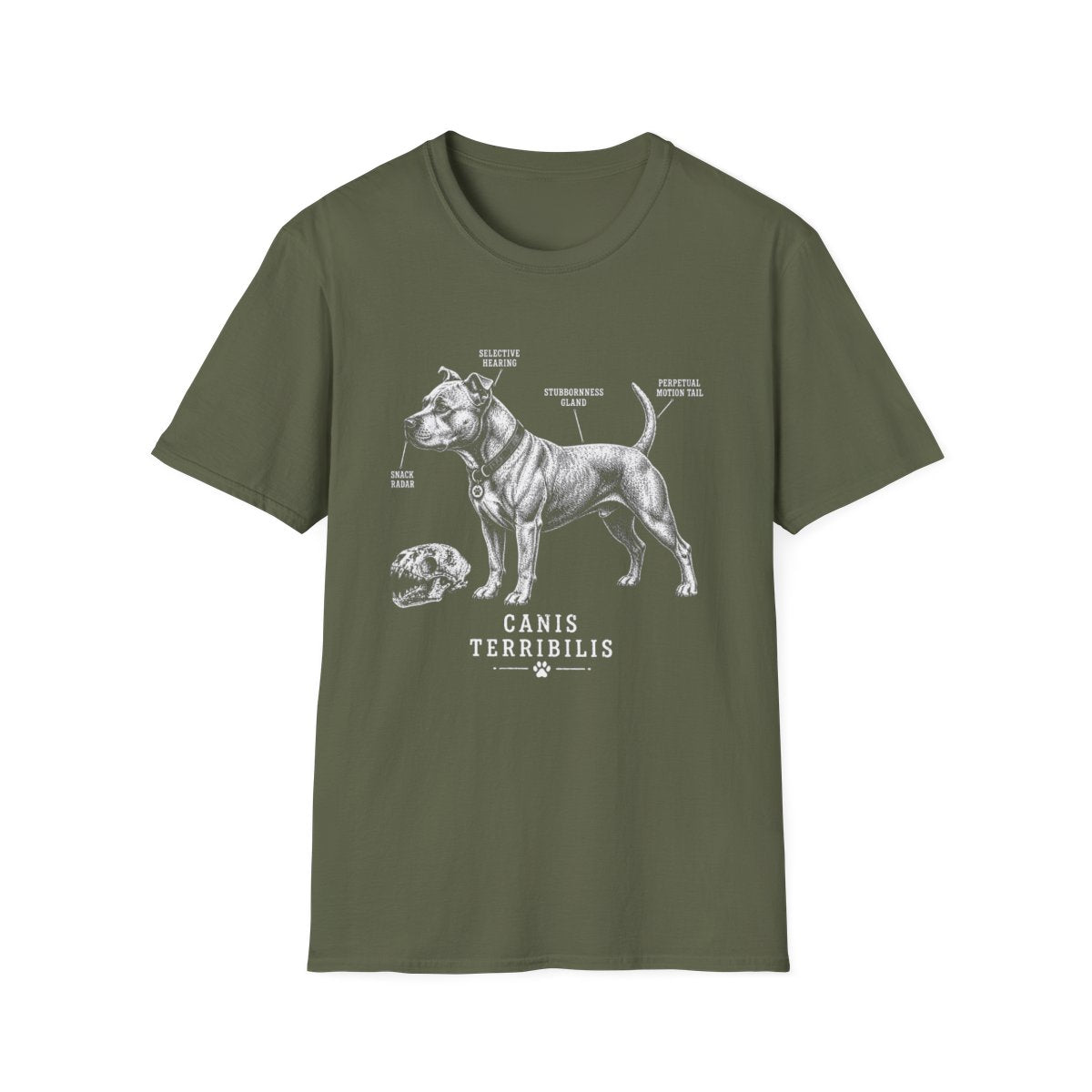Anatomy Of A American Pit Bull Terrier Tee - Military Green