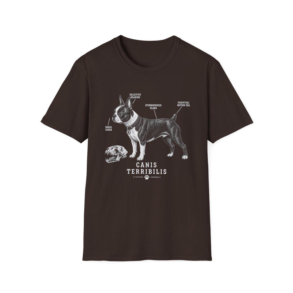 Anatomy Of A Boston Terrier Tee - Dark Chocolate