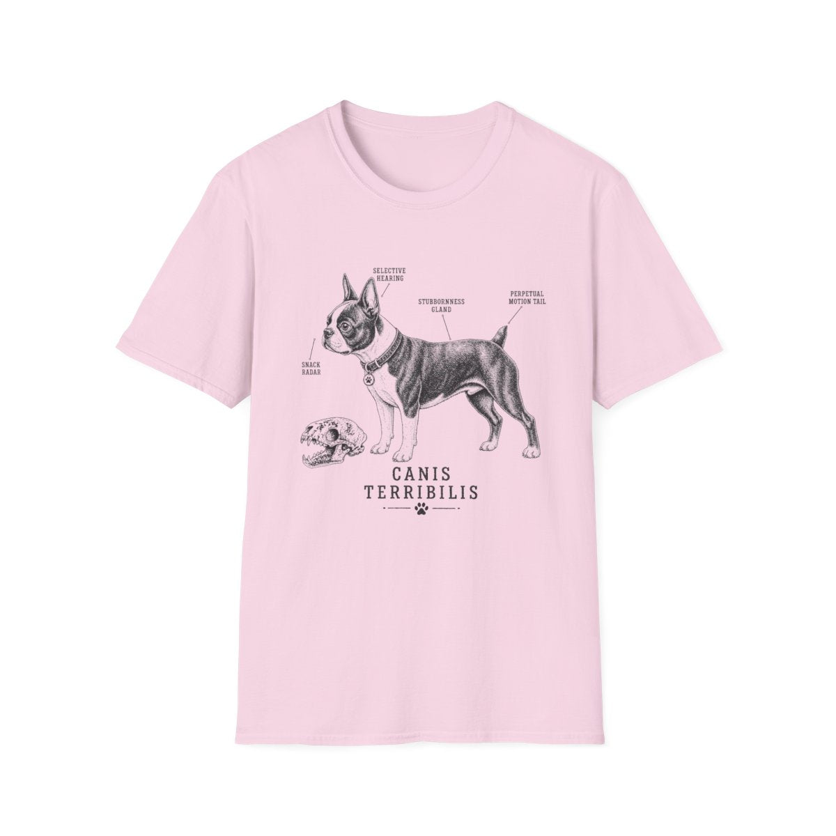 Anatomy Of A Boston Terrier Tee - Light Pink