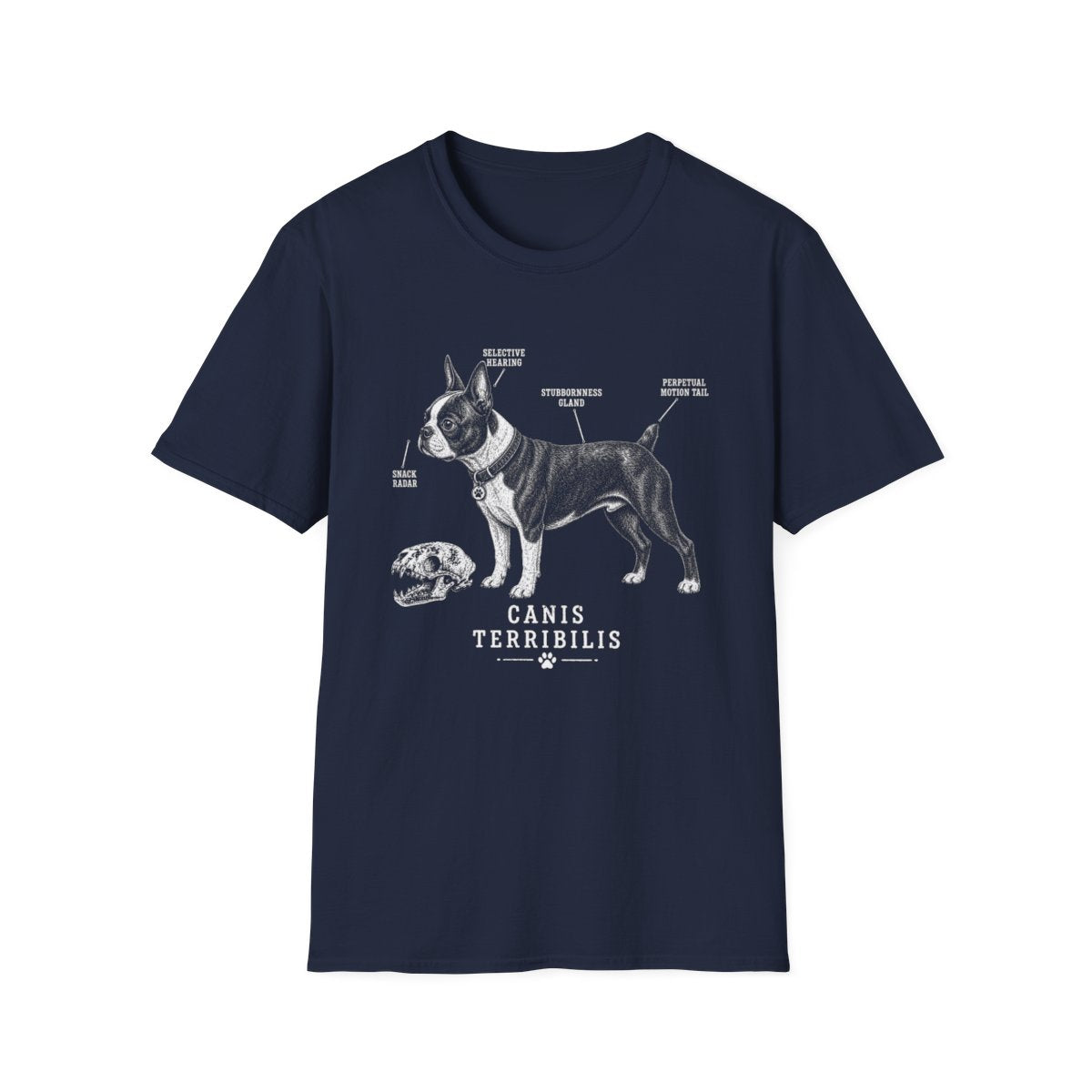 Anatomy Of A Boston Terrier Tee - Navy