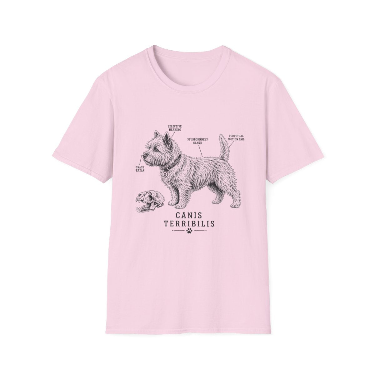 Anatomy Of A Cairn Terrier Tee - Light Pink