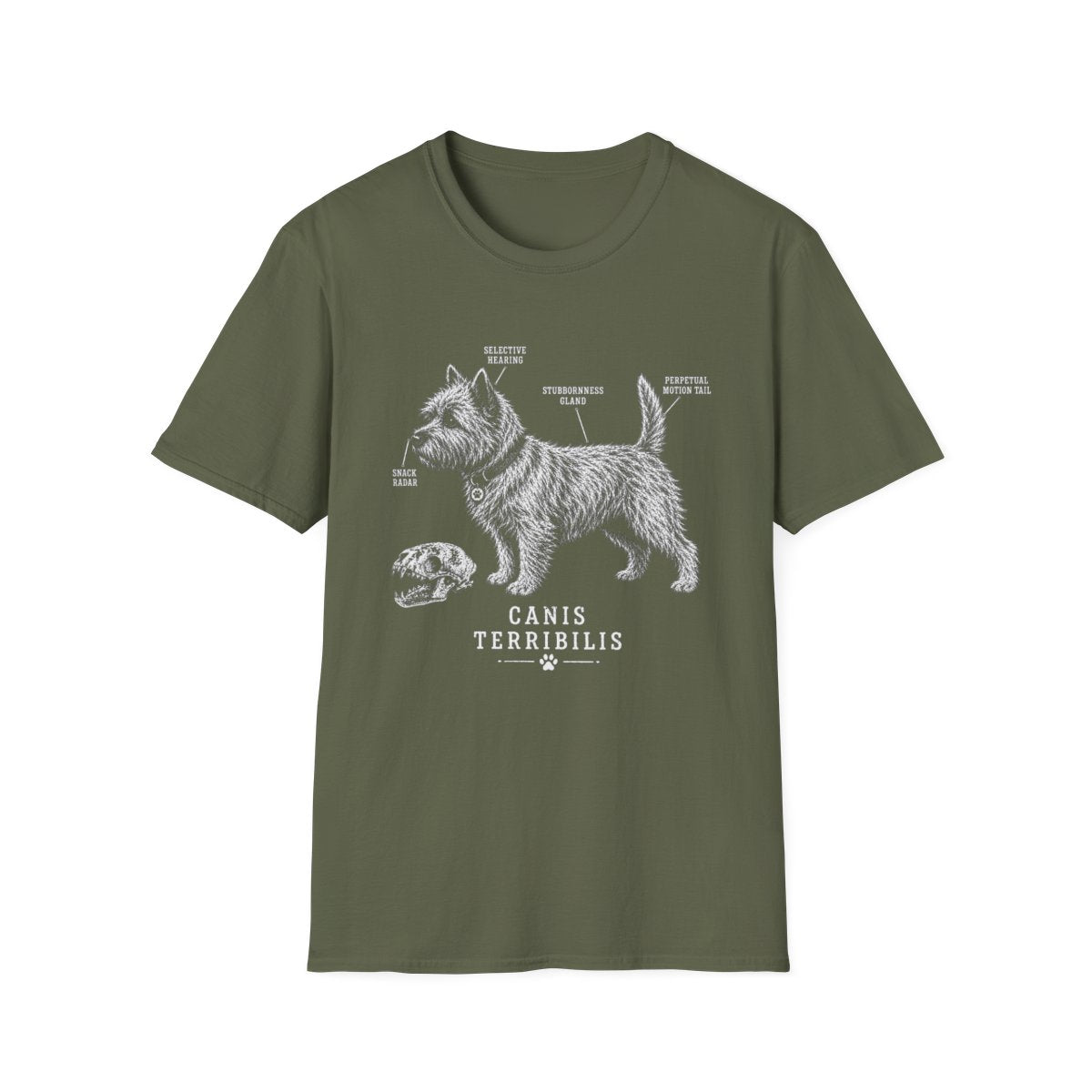 Anatomy Of A Cairn Terrier Tee - Military Green