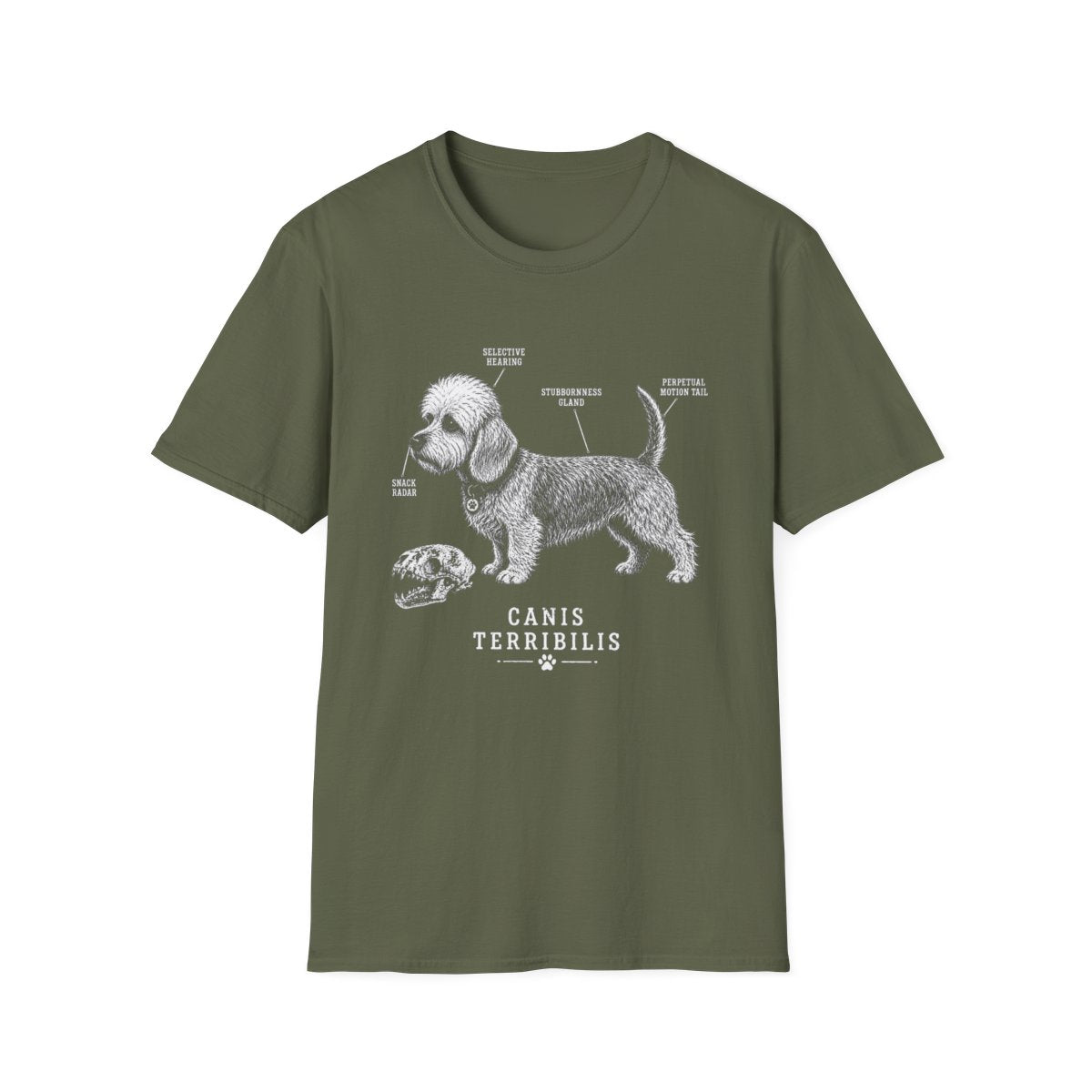 Anatomy Of A Dandie Dinmont Terrier Tee - Military Green