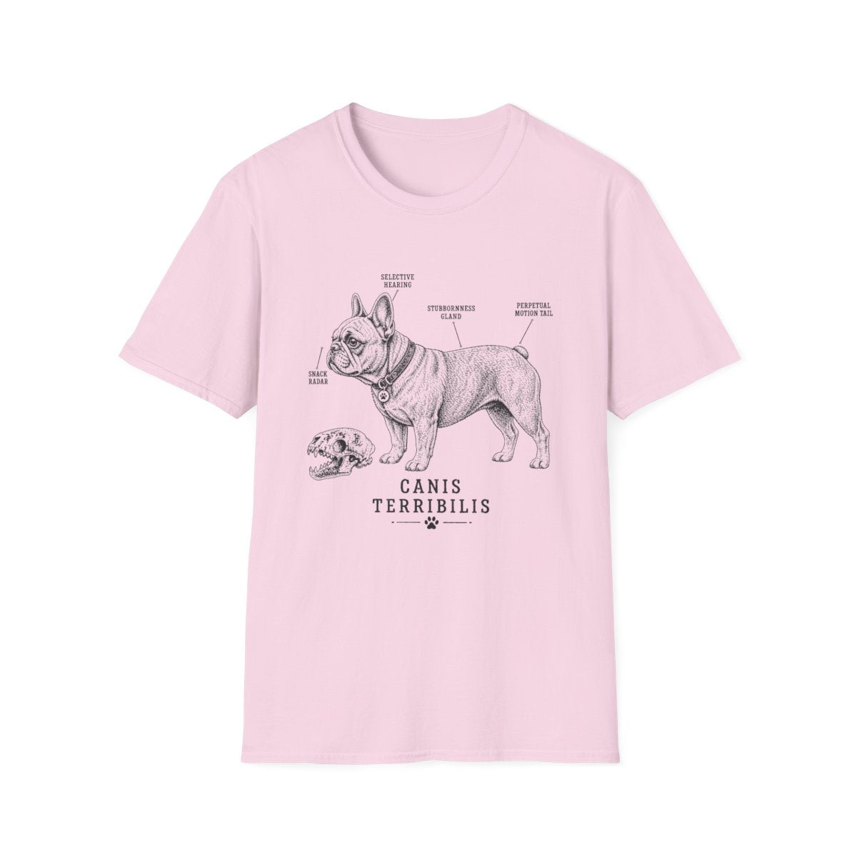 Anatomy Of A French Bulldog Tee - Light Pink