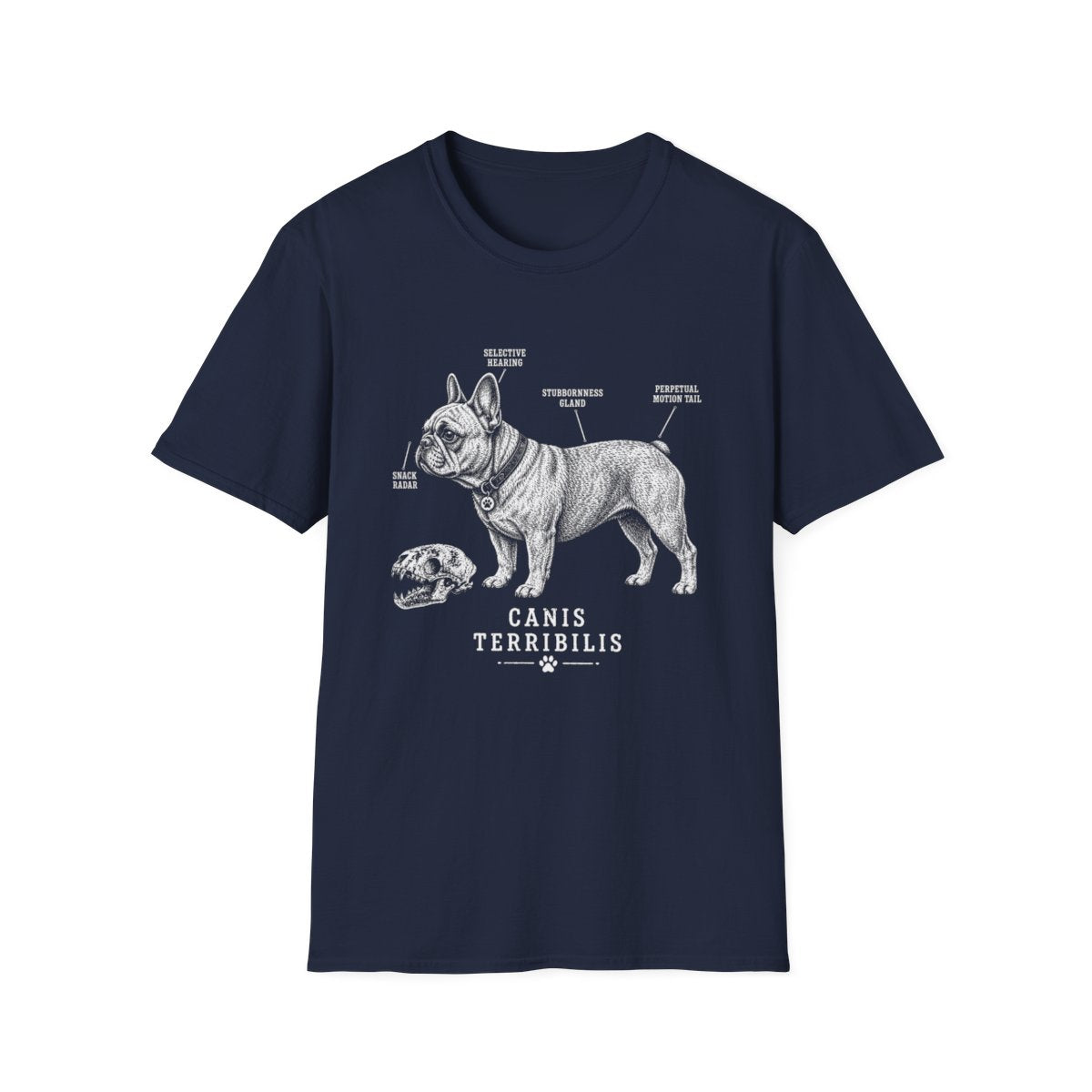 Anatomy Of A French Bulldog Tee - Navy