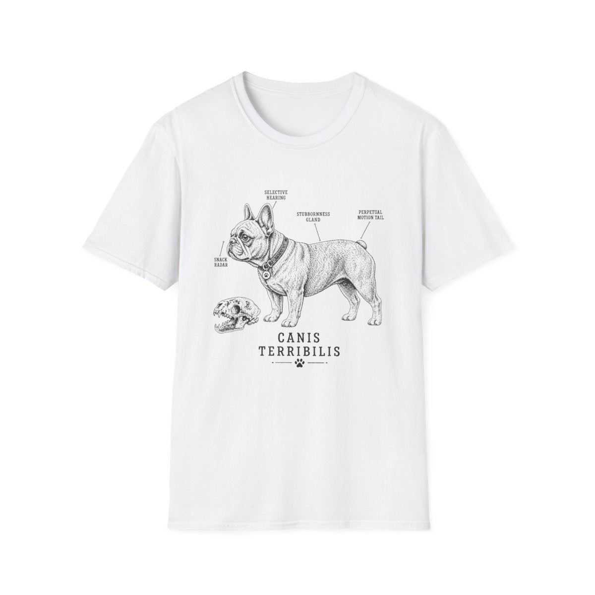 Anatomy Of A French Bulldog Tee - White
