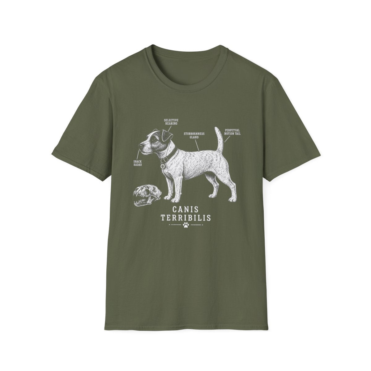 Anatomy Of A Jack Russell Terrier Tee - Military Green