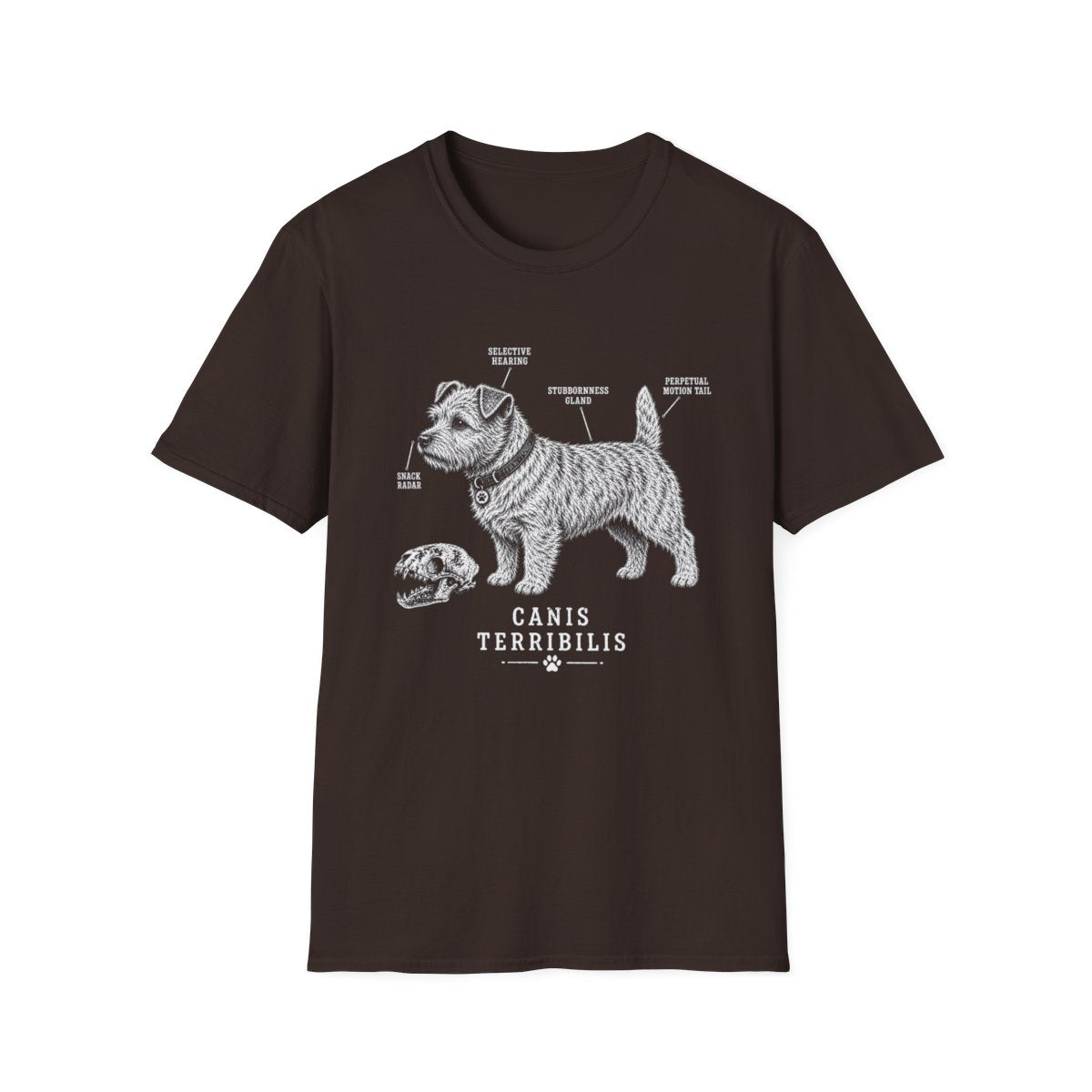 Anatomy Of A Norwich Terrier Tee - Dark Chocolate