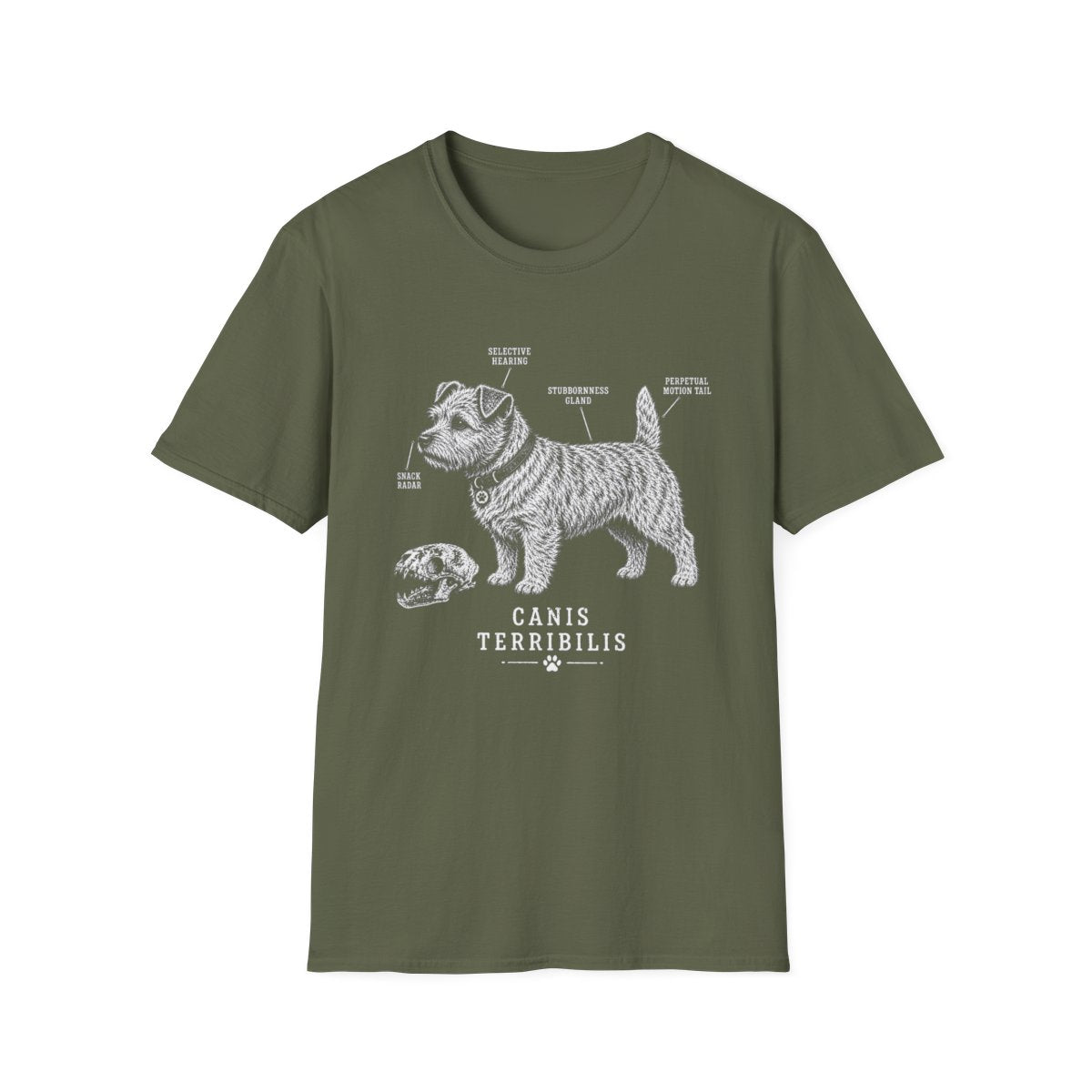 Anatomy Of A Norwich Terrier Tee - Military Green