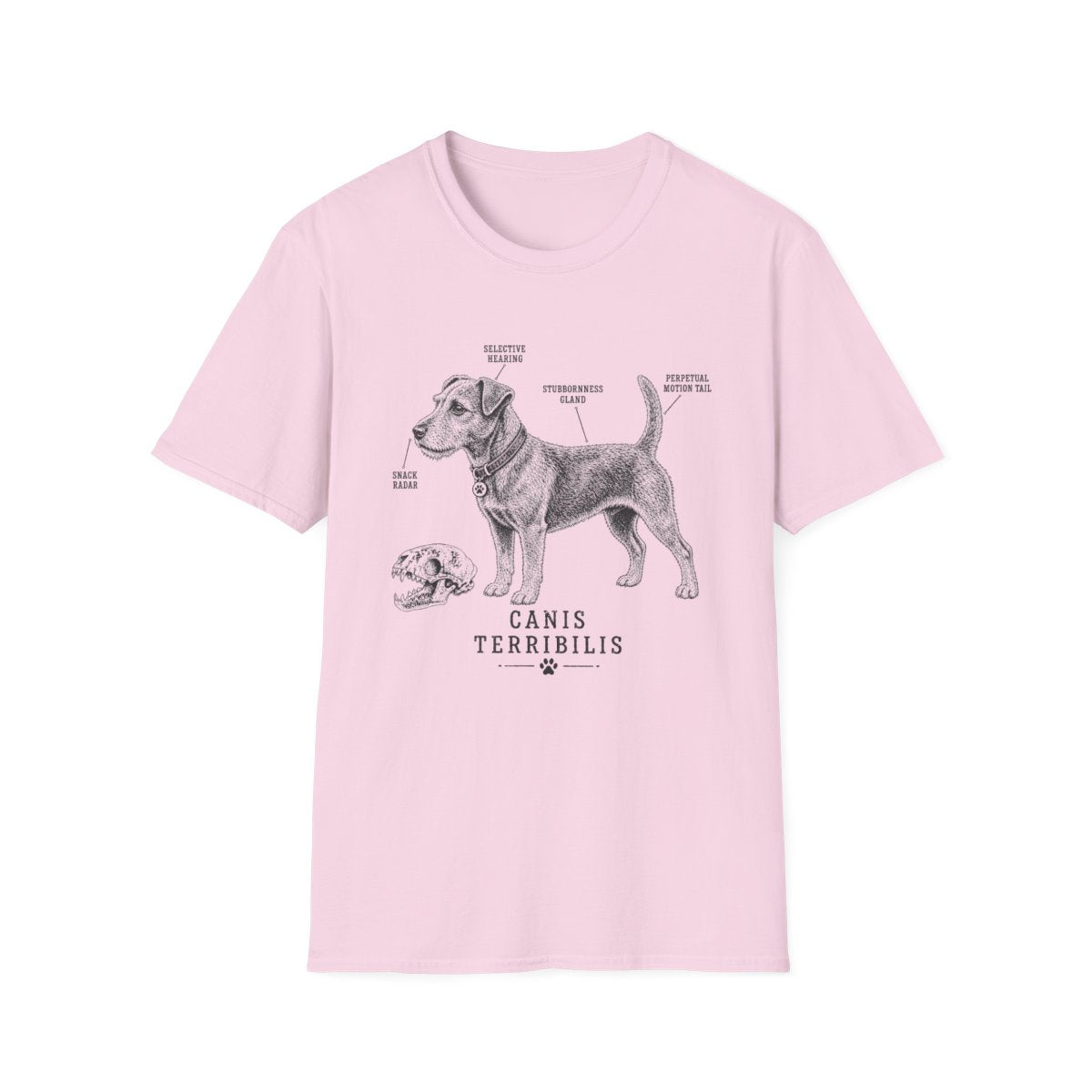Anatomy Of A Patterdale Terrier Tee - Light Pink
