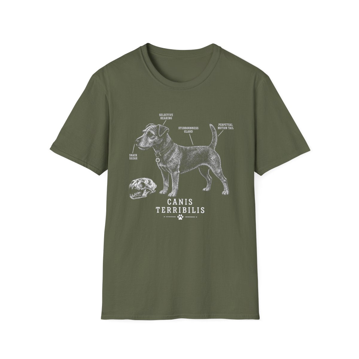 Anatomy Of A Patterdale Terrier Tee - Military Green