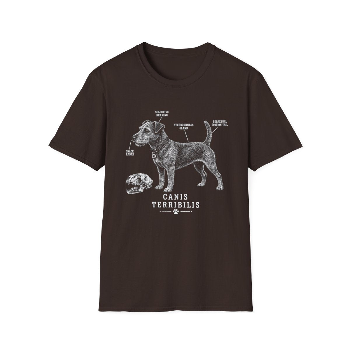 Anatomy Of A Patterdale Terrier Tee - Dark Chocolate