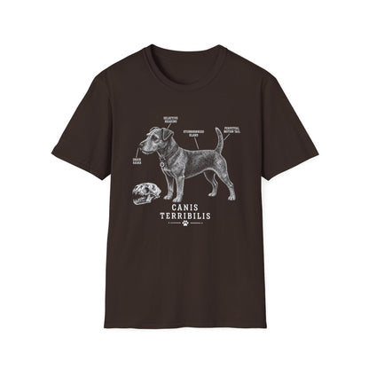 Anatomy Of A Patterdale Terrier Tee - Dark Chocolate