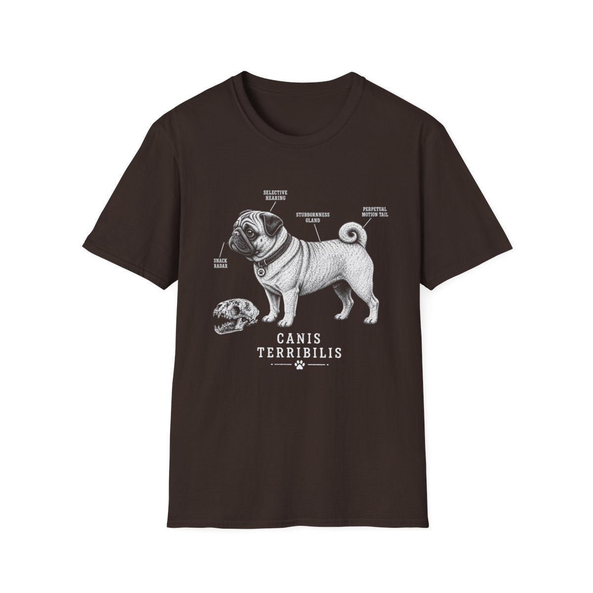 Anatomy Of A Pug Tee - Dark Chocolate