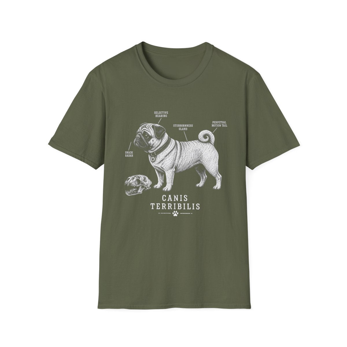 Anatomy Of A Pug Tee - Military Green