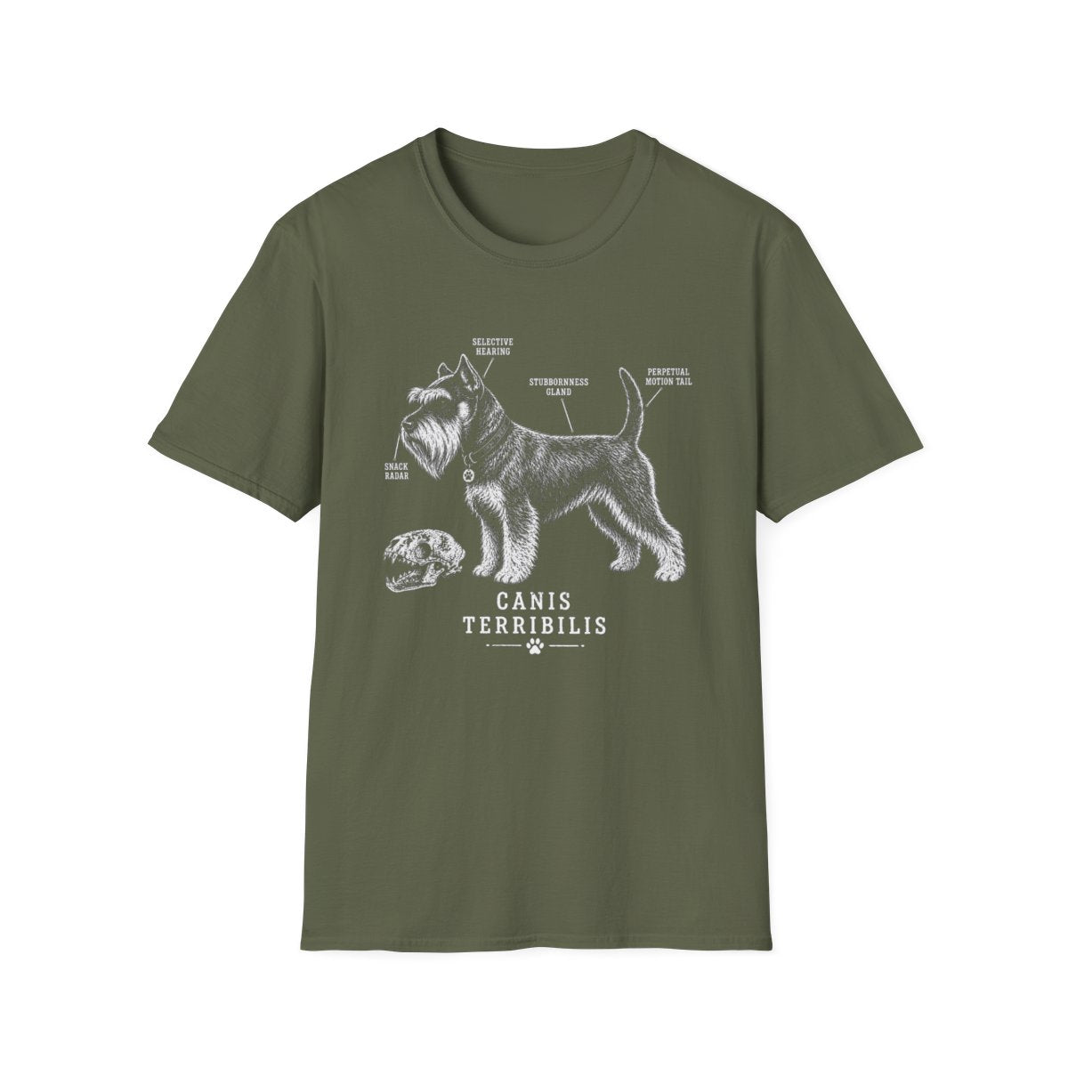 Anatomy Of A Schnauzer Tee - Military Green