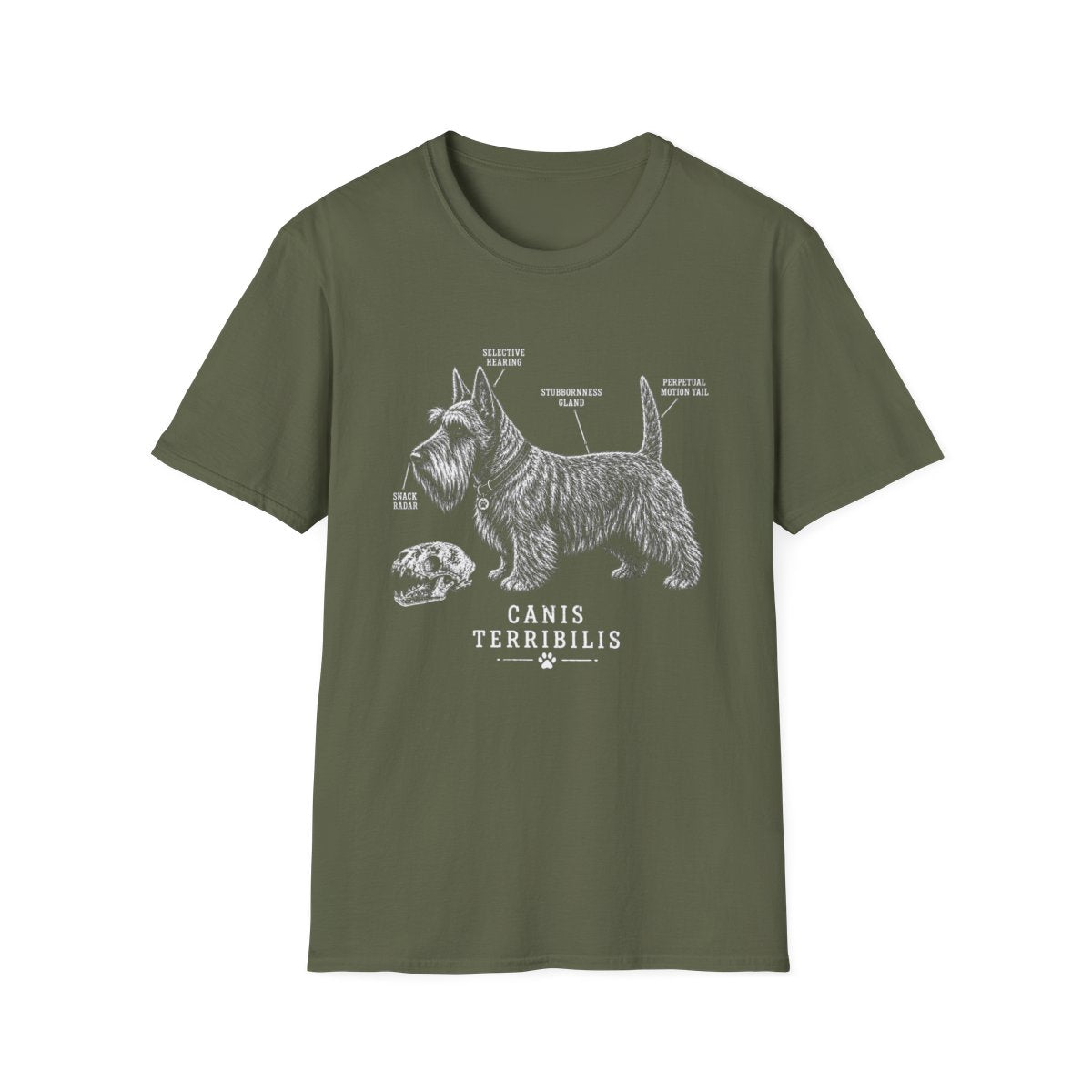 Anatomy Of A Scottish Terrier Tee - Military Green