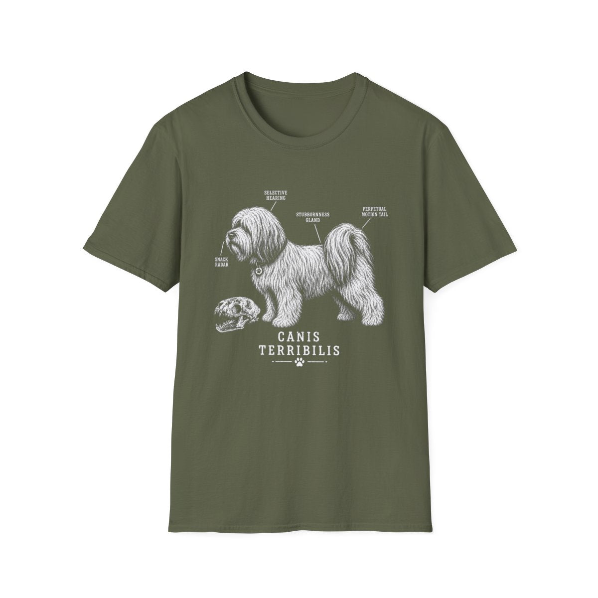 Anatomy Of A Tibetan Terrier Tee - Military Green