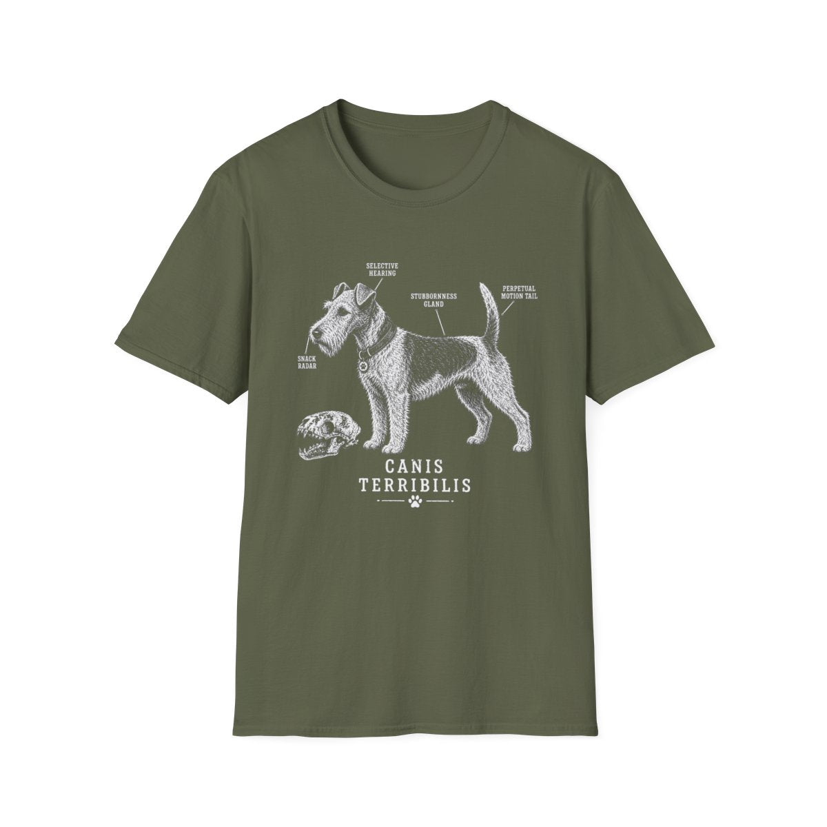 Anatomy Of A Wire Fox Terrier Tee - Military Green