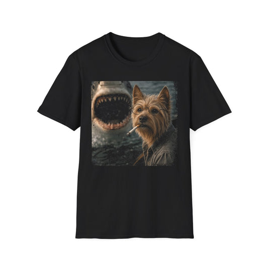 Australian Terrier and Shark Tee - Black