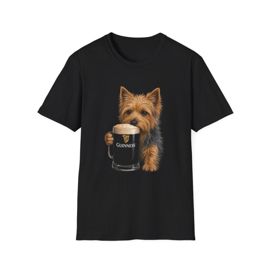 Australian Terrier With A Pint Tee - Black