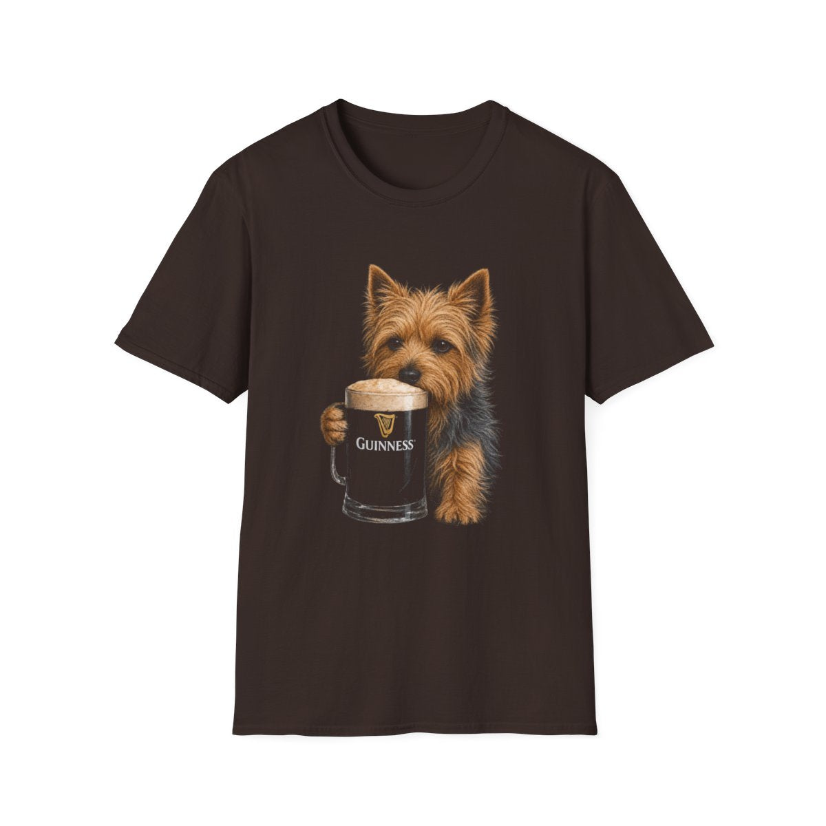 Australian Terrier With A Pint Tee - Dark Chocolate