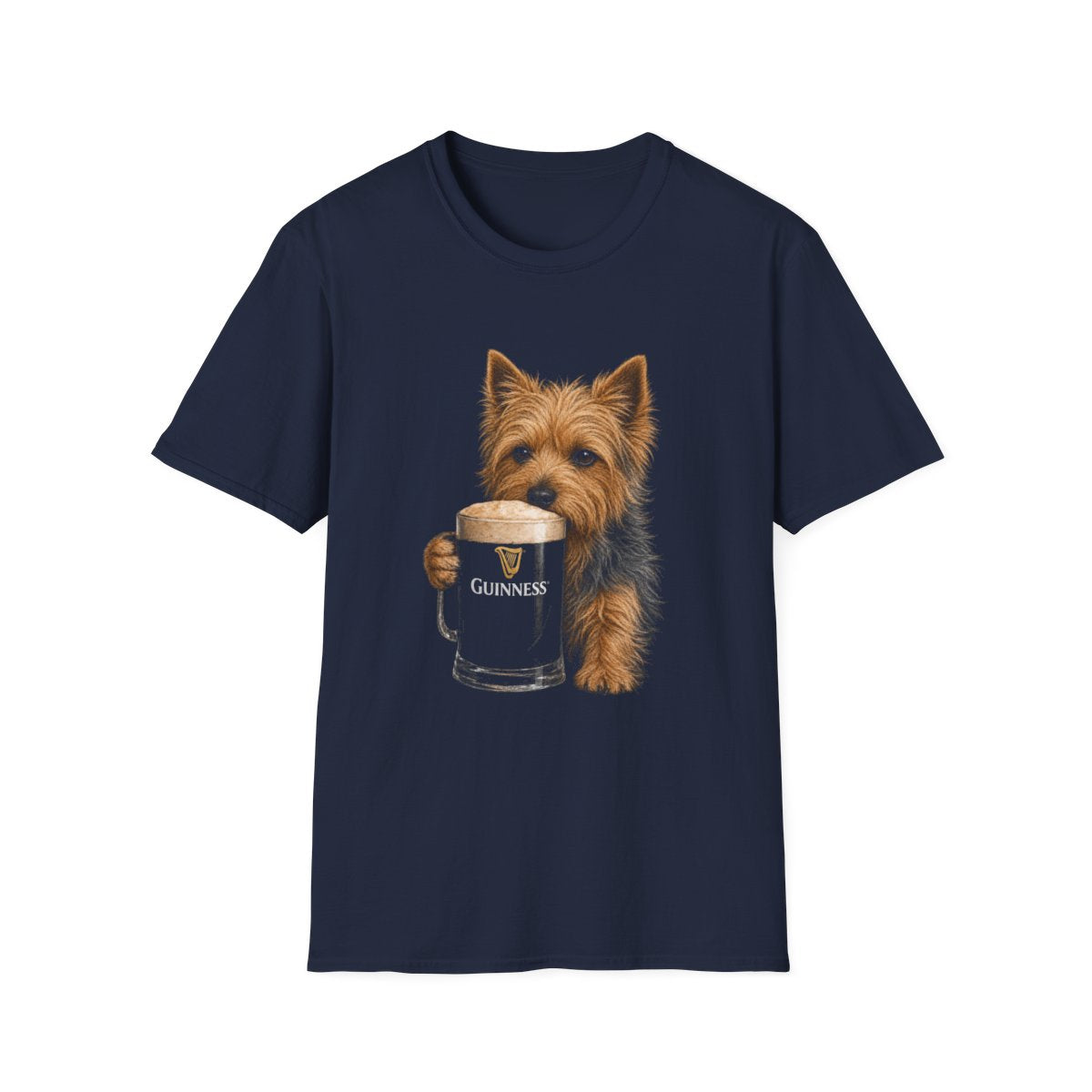Australian Terrier With A Pint Tee - Navy