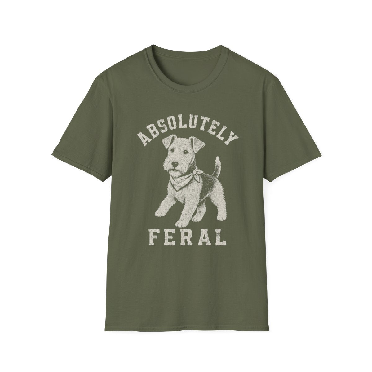 Bandana Airedale Terrier Tee - Military Green