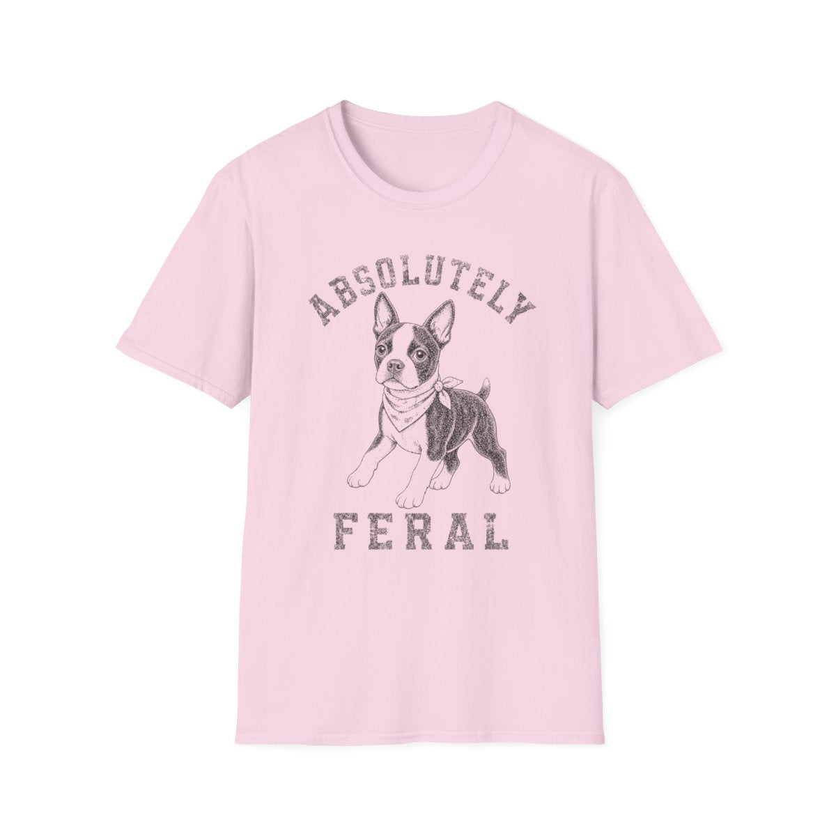 Bandana Boston Terrier Tee - Light Pink