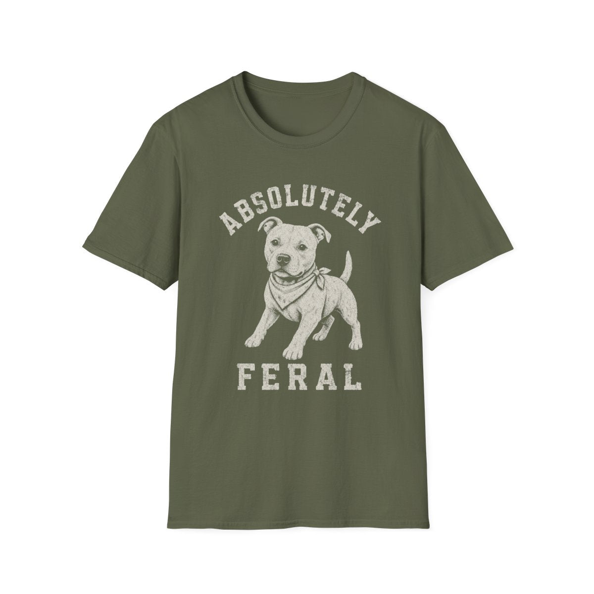Bandana Staffordshire Bull Terrier Tee - Military Green