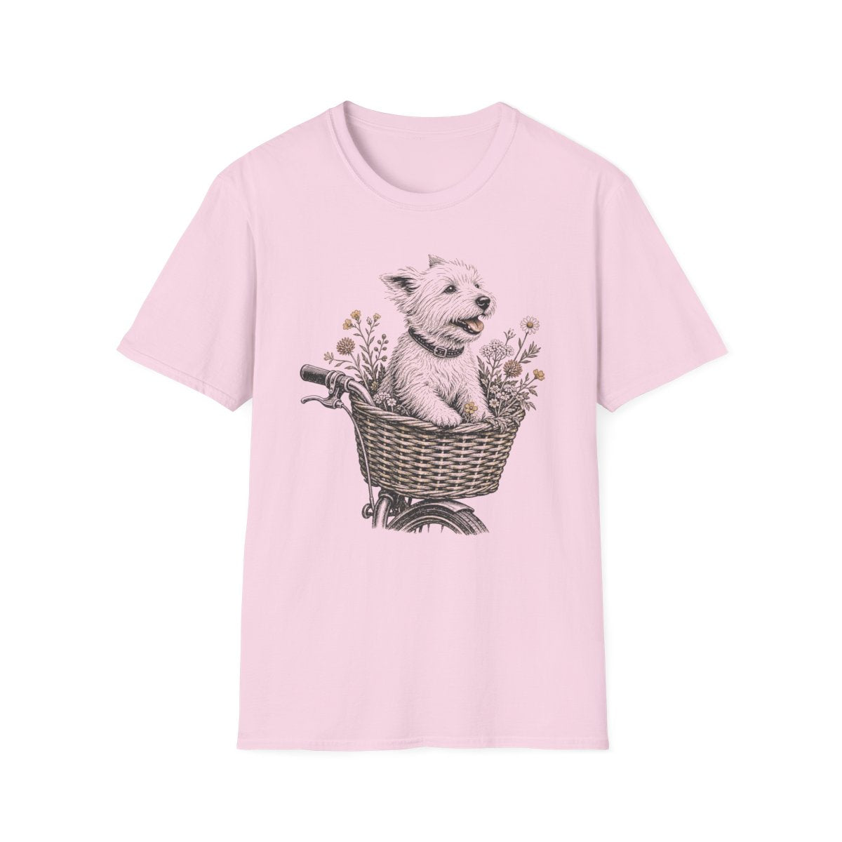 Basket Ride Westie Tee - Light Pink