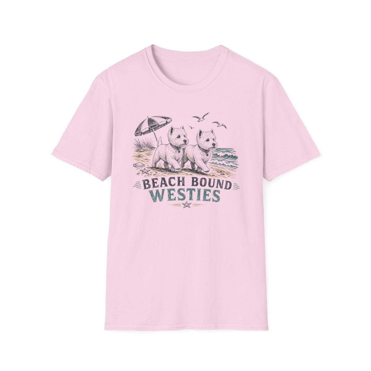 Beach Bound Westies Tee - Light Pink