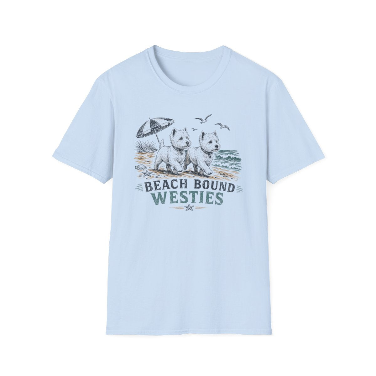 Beach Bound Westies Tee - Light Blue