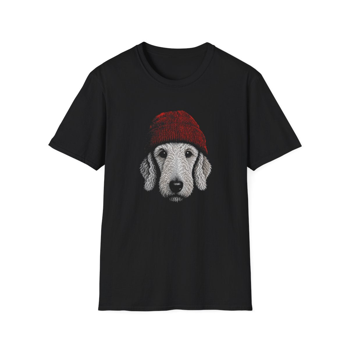 Bedlington Terrier In Beanie Tee - Black