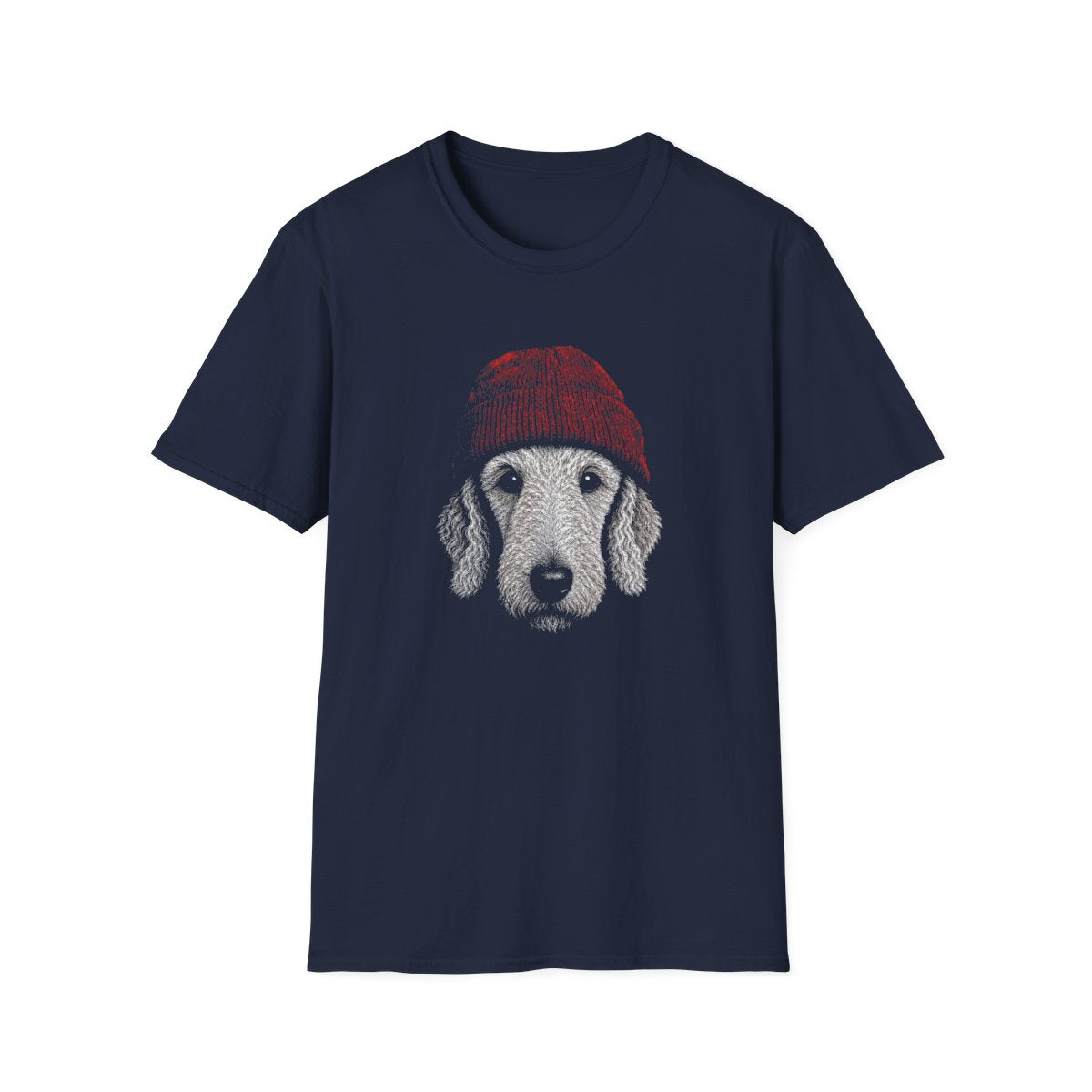 Bedlington Terrier In Beanie Tee - Navy