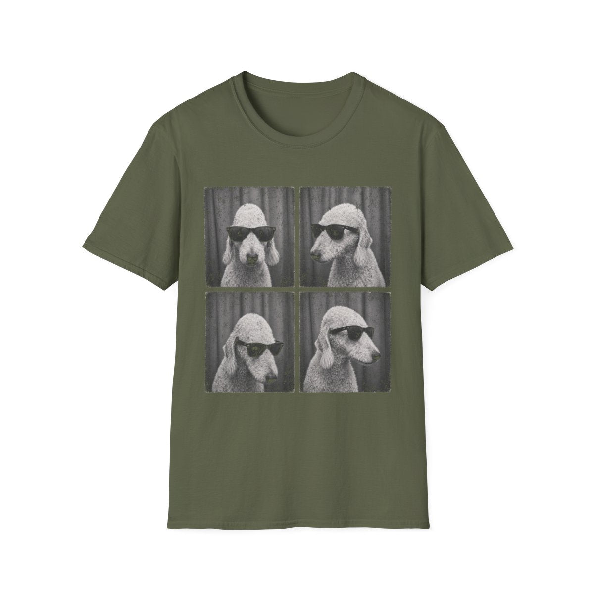 Bedlington Terrier Photo Booth Tee - Military Green