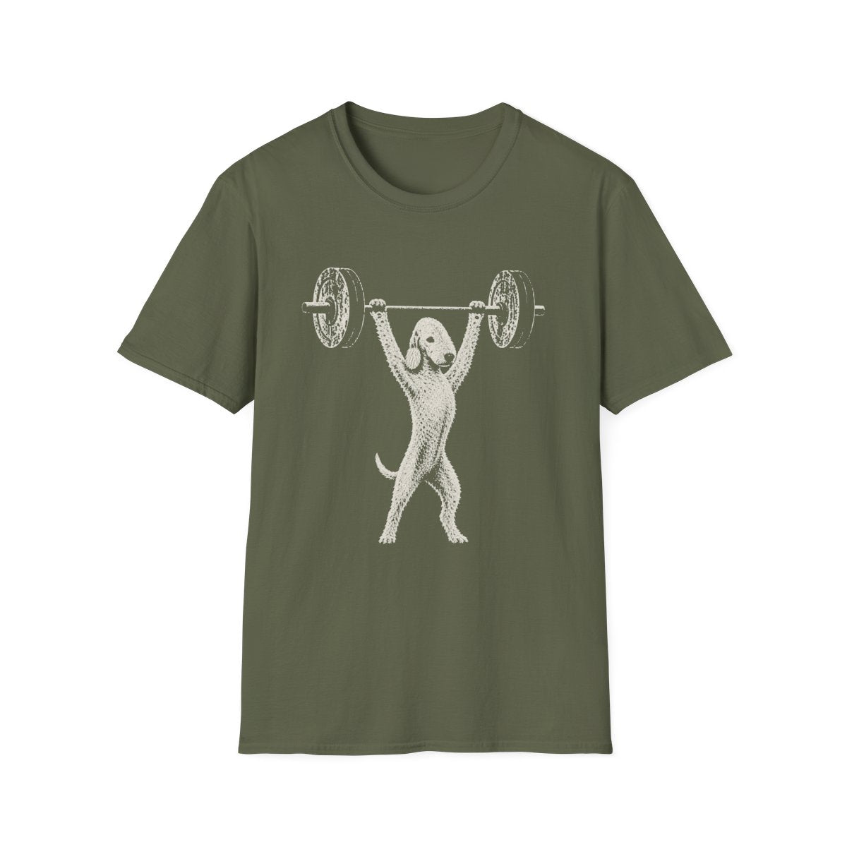 Bedlington Terrier Powerlifting Tee - Military Green