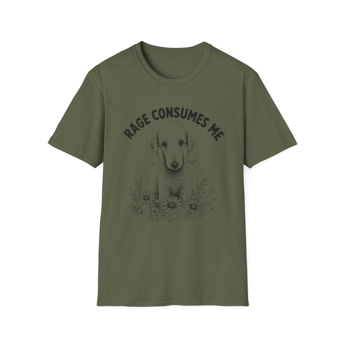 Bedlington Terrier Rage Consumes Me Tee - Military Green