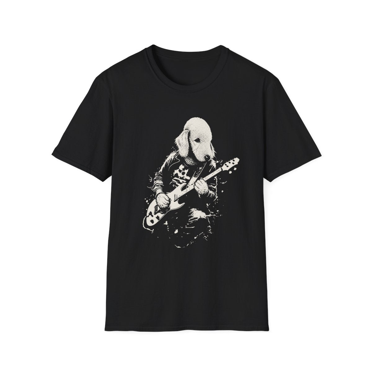 Bedlington Terrier Rocking Guitar Tee - Black