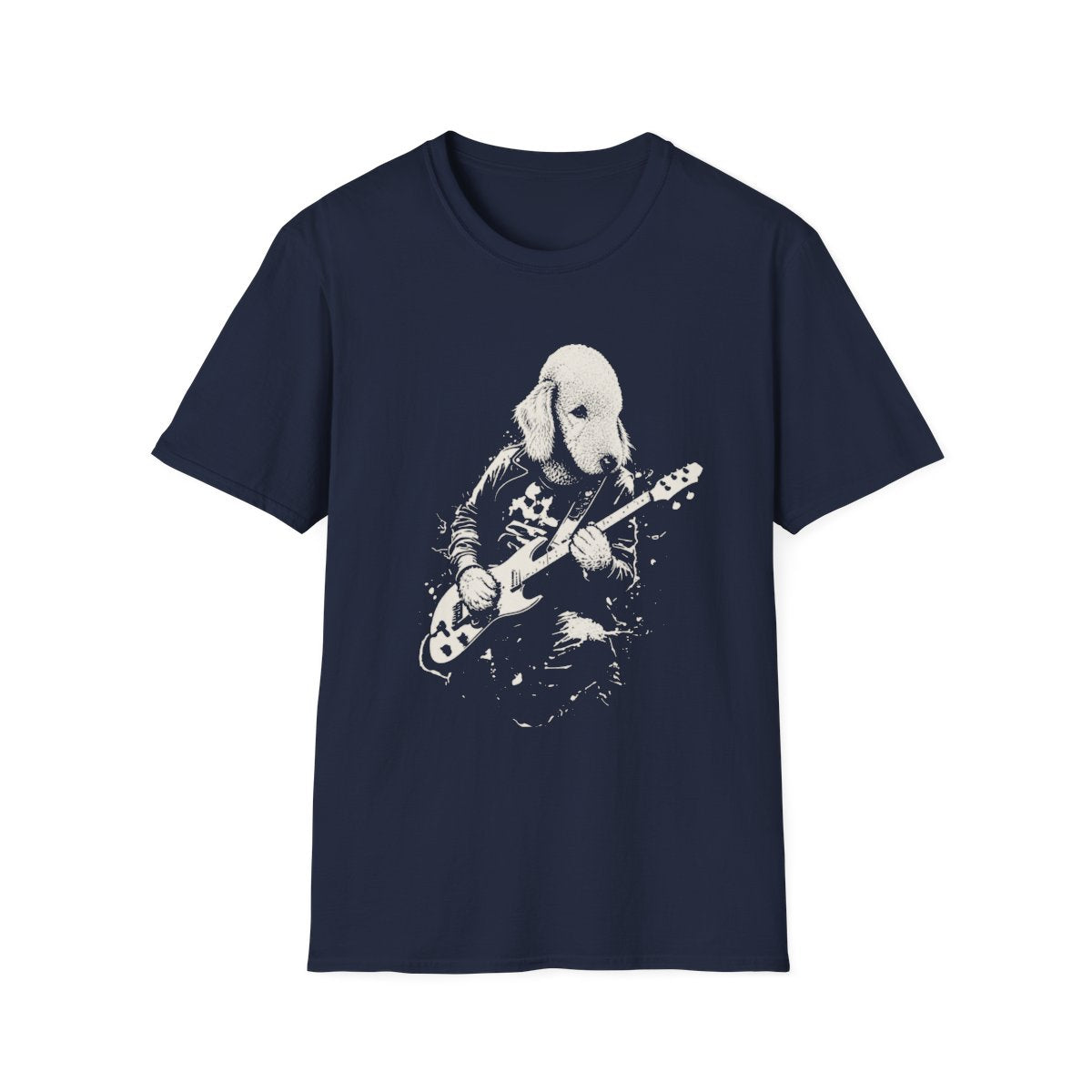 Bedlington Terrier Rocking Guitar Tee - Navy